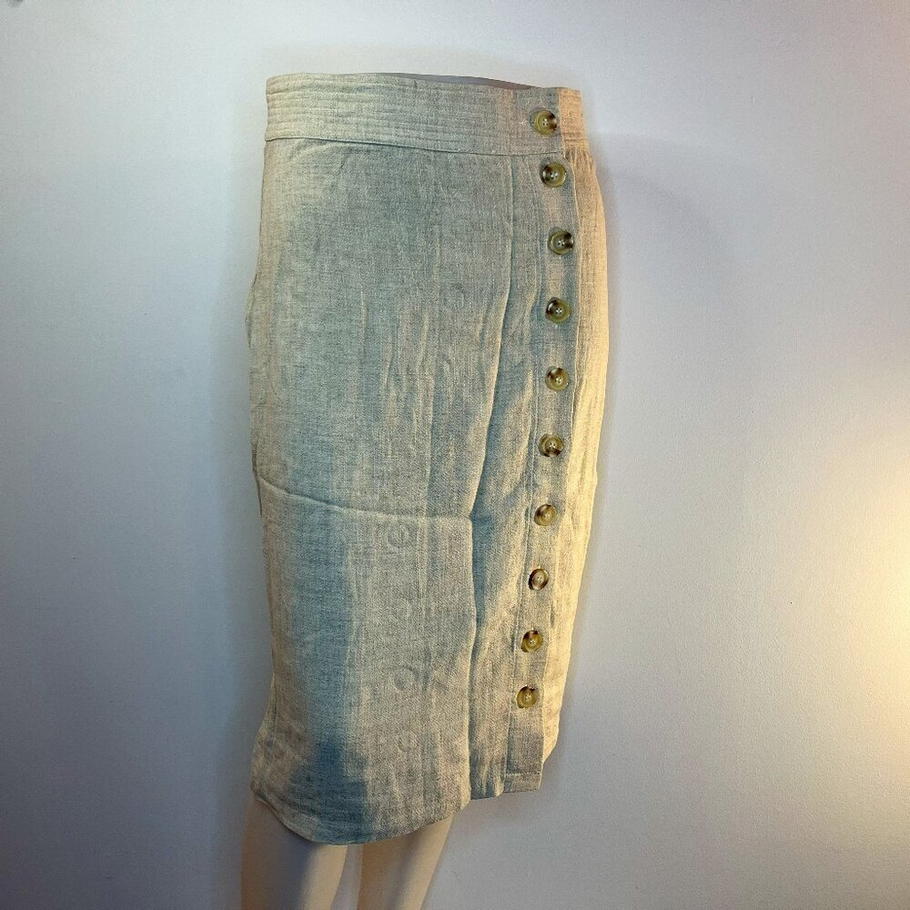 ORANGE CREEK Women's Oatmeal Linen/Rayon Buttoned Skirt - Size Small - NWT